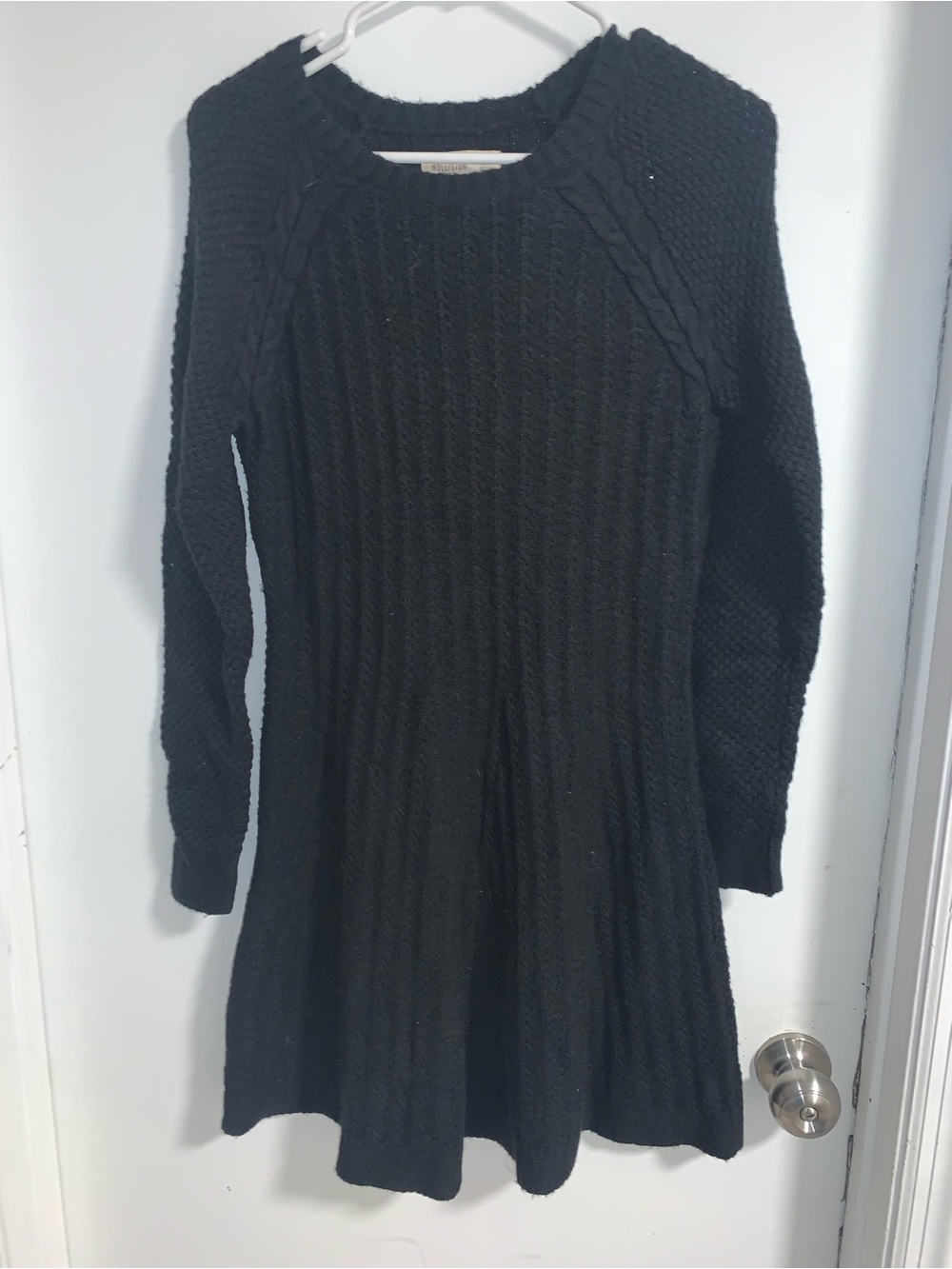 Hollister Black Cable-Knit Long Sleeve Sweater Dress - Women